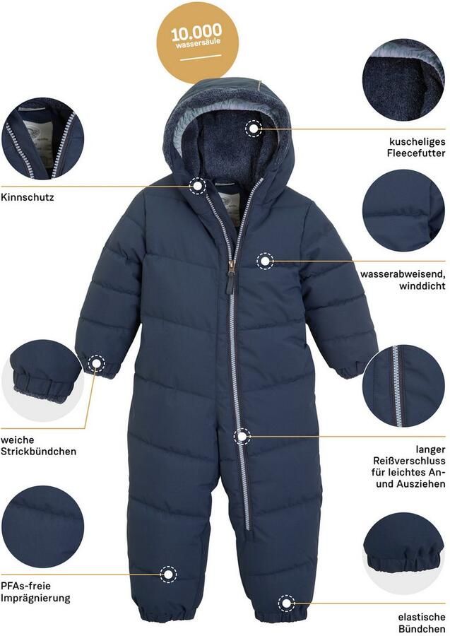 First instinct by killtec Jumpsuit FIOW 20 MNS QLTD ONPC Doorgestikte overall met capuchon 10.000 mm waterkolom teddybont binnen