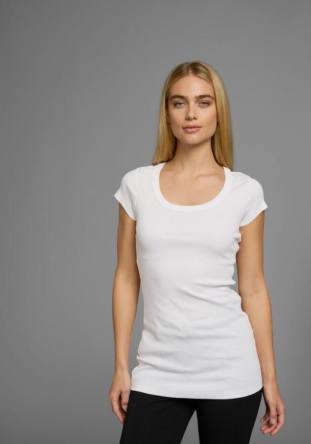 Flashlights T-shirt figuurvolgende snit effen ronde hals (Set van 2) - Foto 4