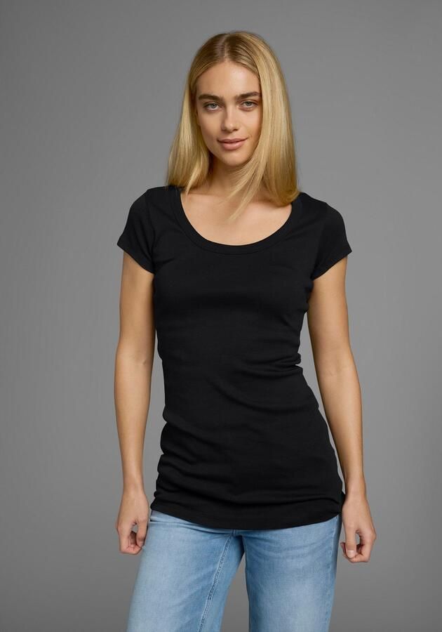 Flashlights T-shirt figuurvolgende snit effen ronde hals (Set van 2) - Foto 5