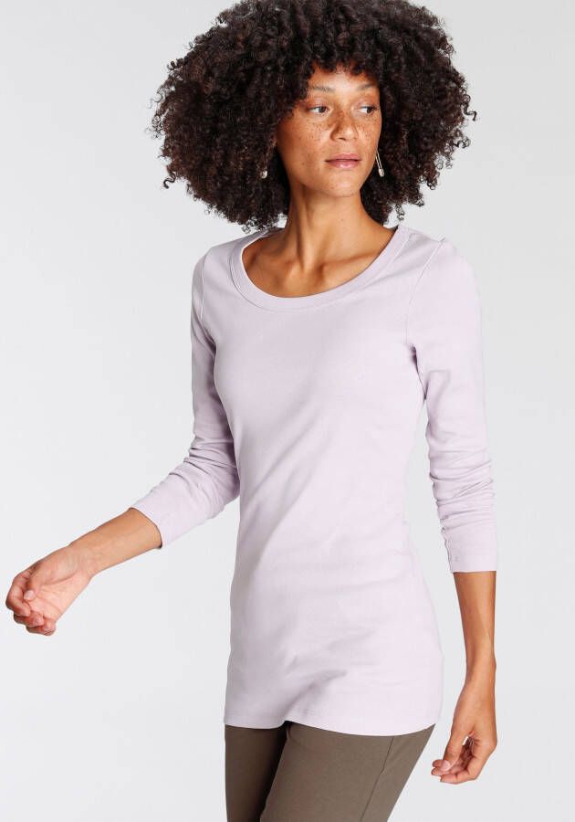 Flashlights Shirt met lange mouwen zeer figuurvolgende snit ronde hals van 100% katoen (set 2-delig)