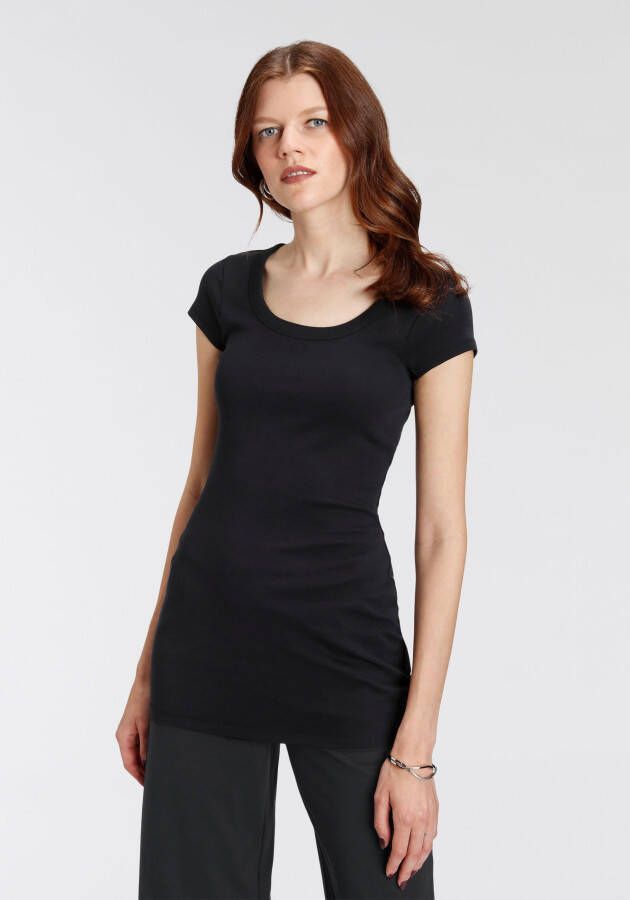 Flashlights T-shirt figuurvolgende snit effen ronde hals (Set van 2)