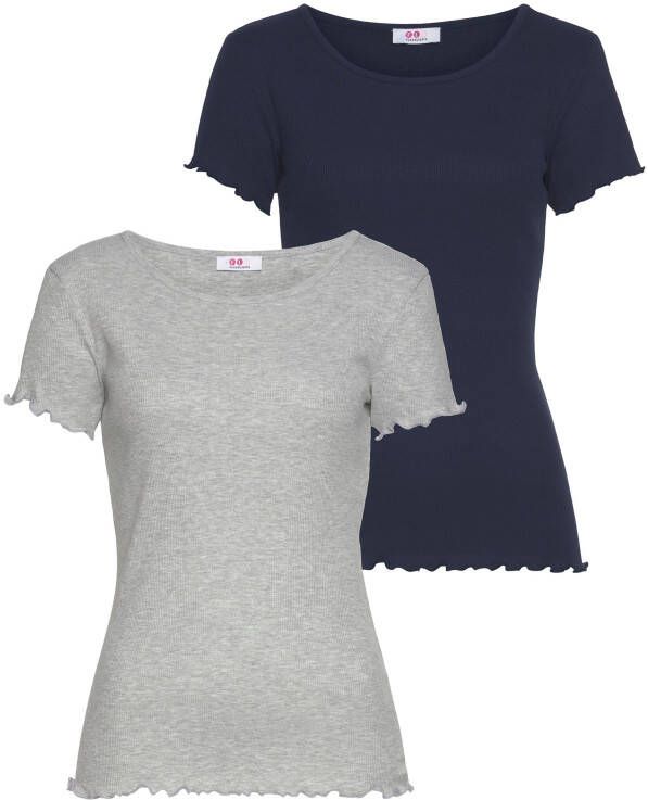 Flashlights T-shirt met gegolfde sluiting (Set van 2)