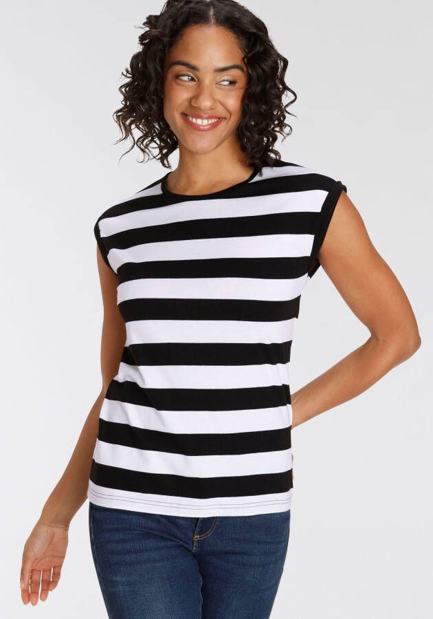 Flashlights T-shirt met verlaagde schoudernaden & kleine mouwomslagen