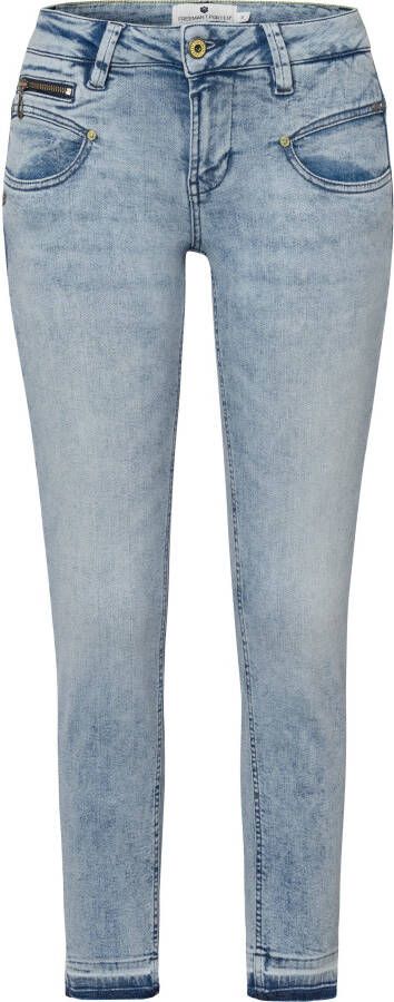 Freeman T. Porter Skinny fit jeans met knoop met sierpatroon