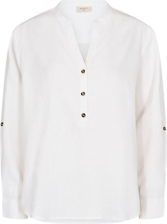 FREEQUENT Blouse met lange mouwen FQLAVA-SHIRT Linnenmix met V-hals gespleten - Foto 3
