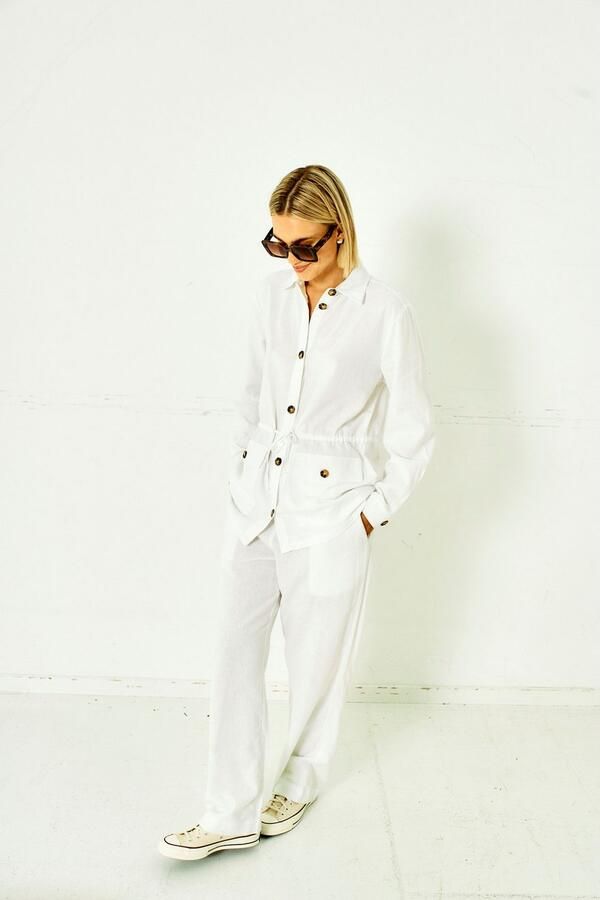 FREE QUENT Broek van een mix van linnen en viscose met elastische band model 'Lava' - Foto 2