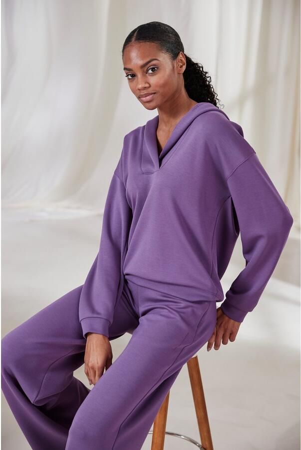 French Connection Hoodie met v-hals en brede kraag loungewear - Foto 6