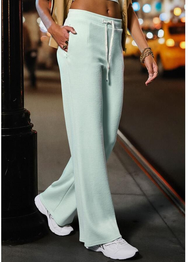 French Connection Loungebroek in geribde tricot-look