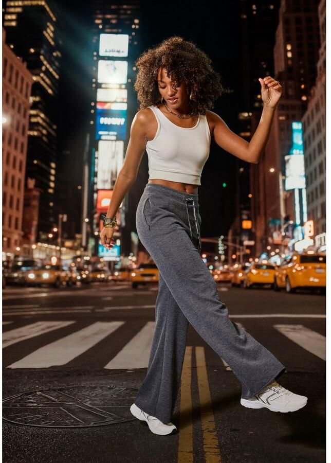 French Connection Loungebroek in geribde tricot-look