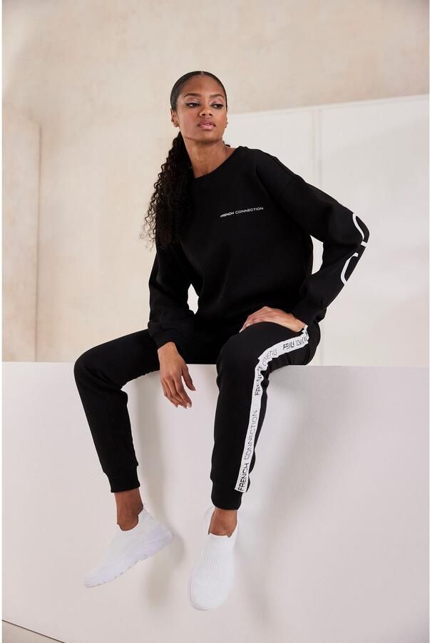 French Connection Sweatbroek met zij contraststrepen en logo-print - Foto 4