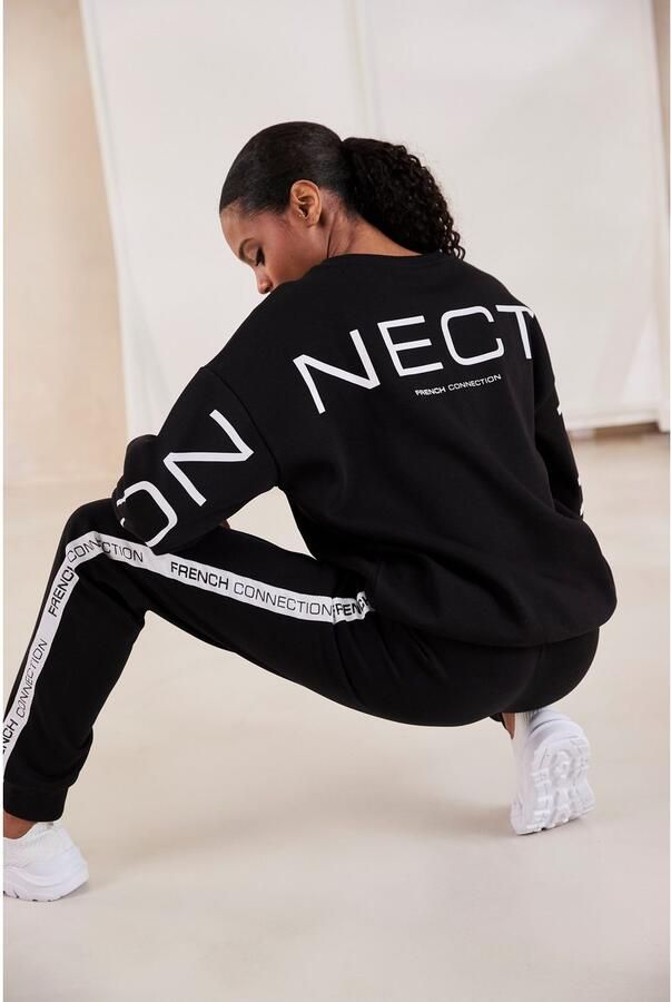 French Connection Sweatbroek met zij contraststrepen en logo-print - Foto 5