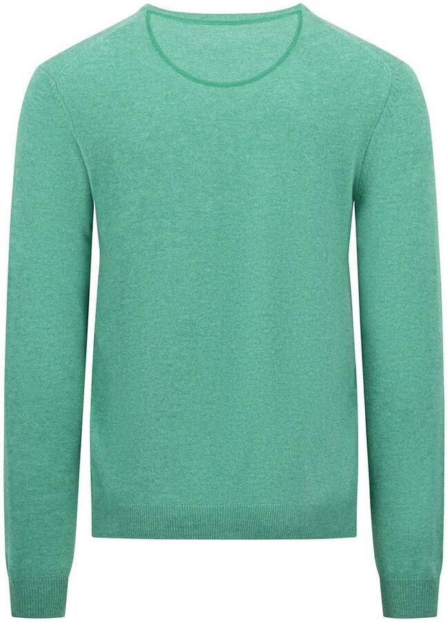 FYNCH-HATTON Merino Cashmere O-Neck Sweater Green Heren