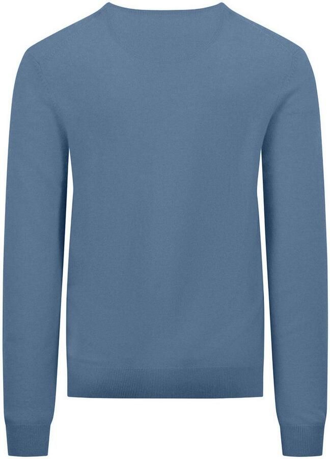 FYNCH-HATTON Merino Cashmere O-Neck Sweater Blue Heren