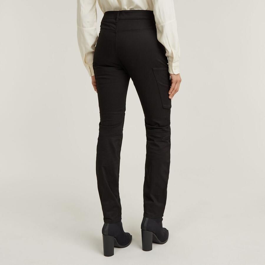 G-Star RAW Bikerbroek Biker Skinny Cargo met contrastkleurige ritssluitingen