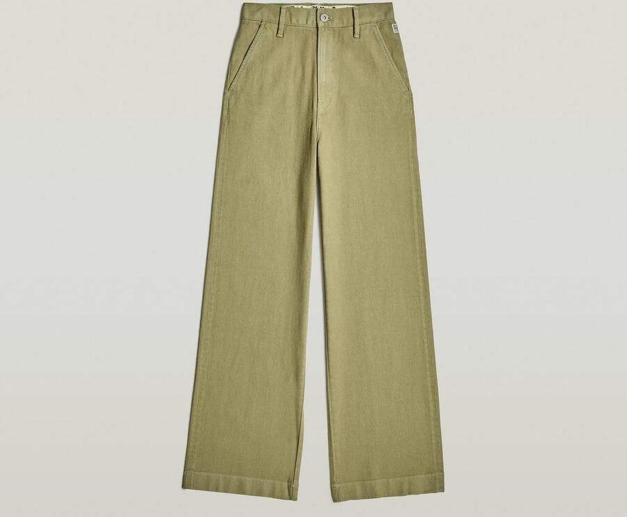 G-STAR wide leg high waist casual broek lichtkaki - Foto 6