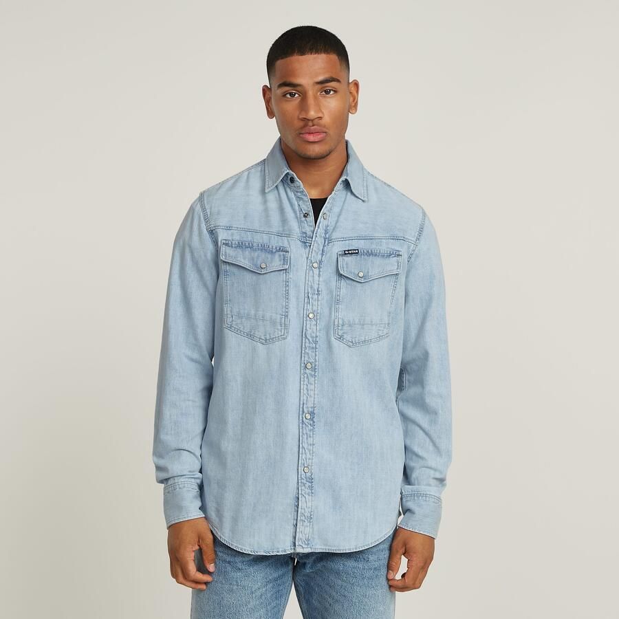 G-Star Raw Overhemd Lange Mouw D23616-D252 SLIM DENIM-G342 SUN FADED BLUE MIST - Foto 12