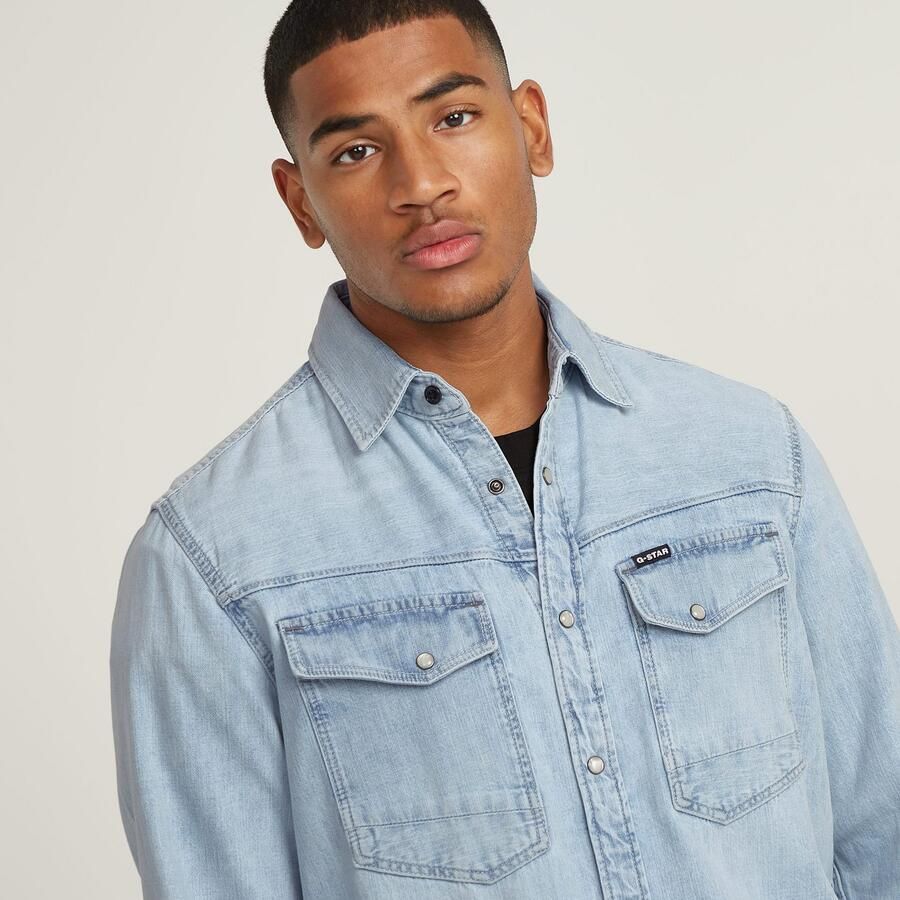 G-Star Raw Overhemd Lange Mouw D23616-D252 SLIM DENIM-G342 SUN FADED BLUE MIST - Foto 7
