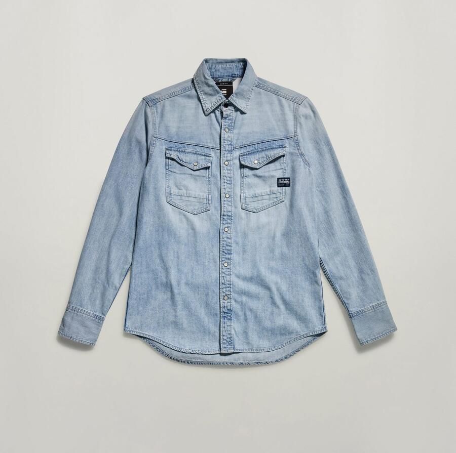G-Star Raw Overhemd Lange Mouw D23616-D252 SLIM DENIM-G342 SUN FADED BLUE MIST - Foto 10