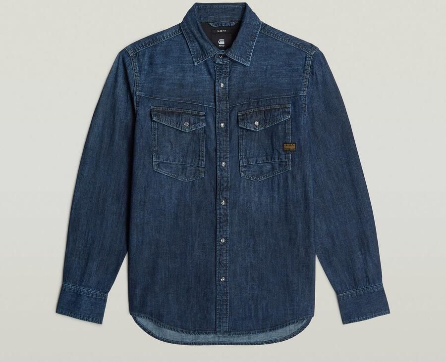 G-Star Raw Overhemd Lange Mouw D23616-D252 SLIM DENIM-G133 WORN IN DEEP SEA - Foto 8