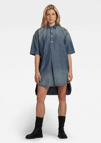 G-Star G Star RAW Jeansjurk Shirt dress met zijsplitten achter langer
