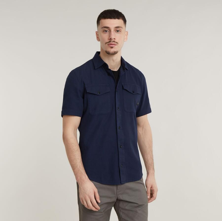 G-Star RAW Overhemd met korte mouwen Marine Slim Shirt met opgestikte zakken - Foto 6