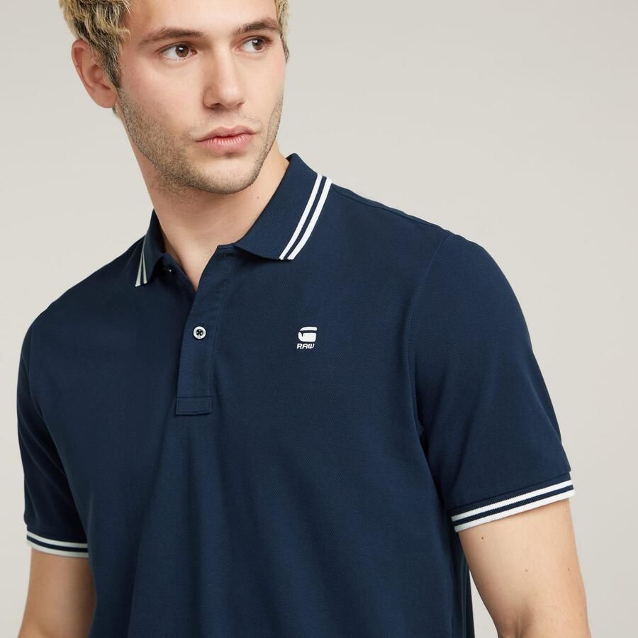 G-Star G Star RAW slim fit polo met biologisch katoen sartho blue milk - Foto 6