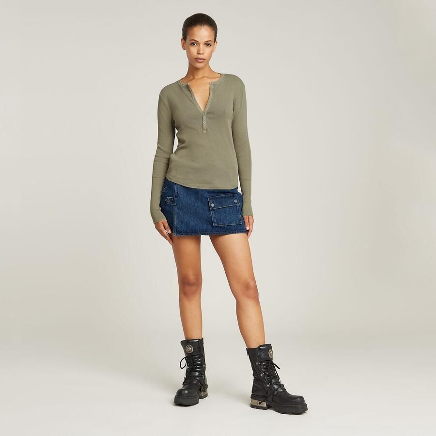 G-Star RAW Shirt met lange mouwen Deep v slim met knoopsluiting - Foto 3