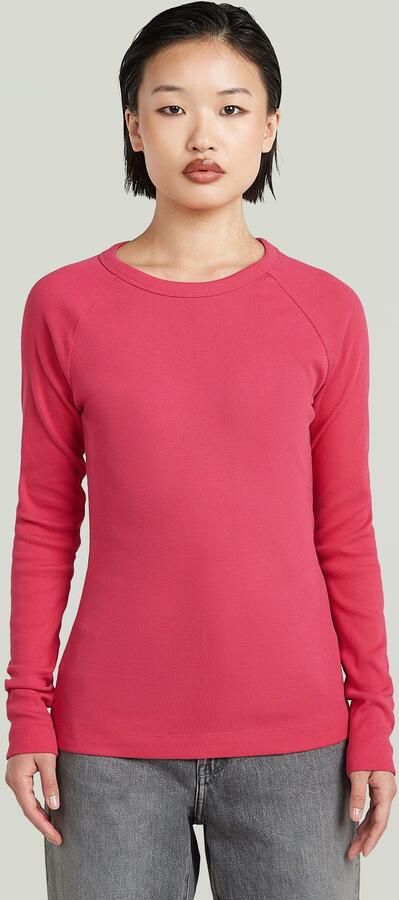G-Star RAW Shirt met lange mouwen Slim Rib Keyhole met cut-out achter