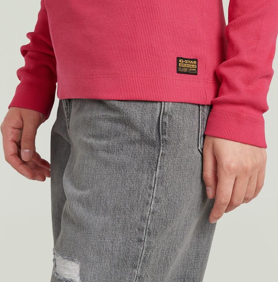 G-Star RAW Shirt met lange mouwen Slim Rib Keyhole met cut-out achter - Foto 3