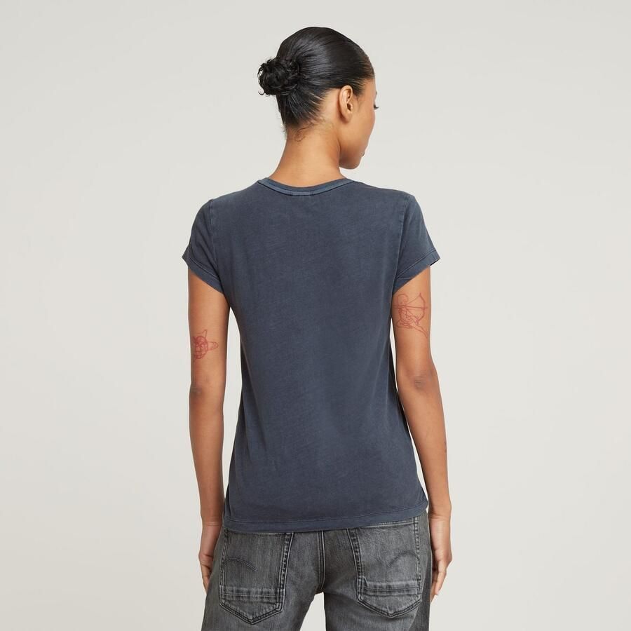 G-Star RAW Overdyed Eyben Slim V-Hals Top 2.0 Donkerblauw Dames - Foto 4