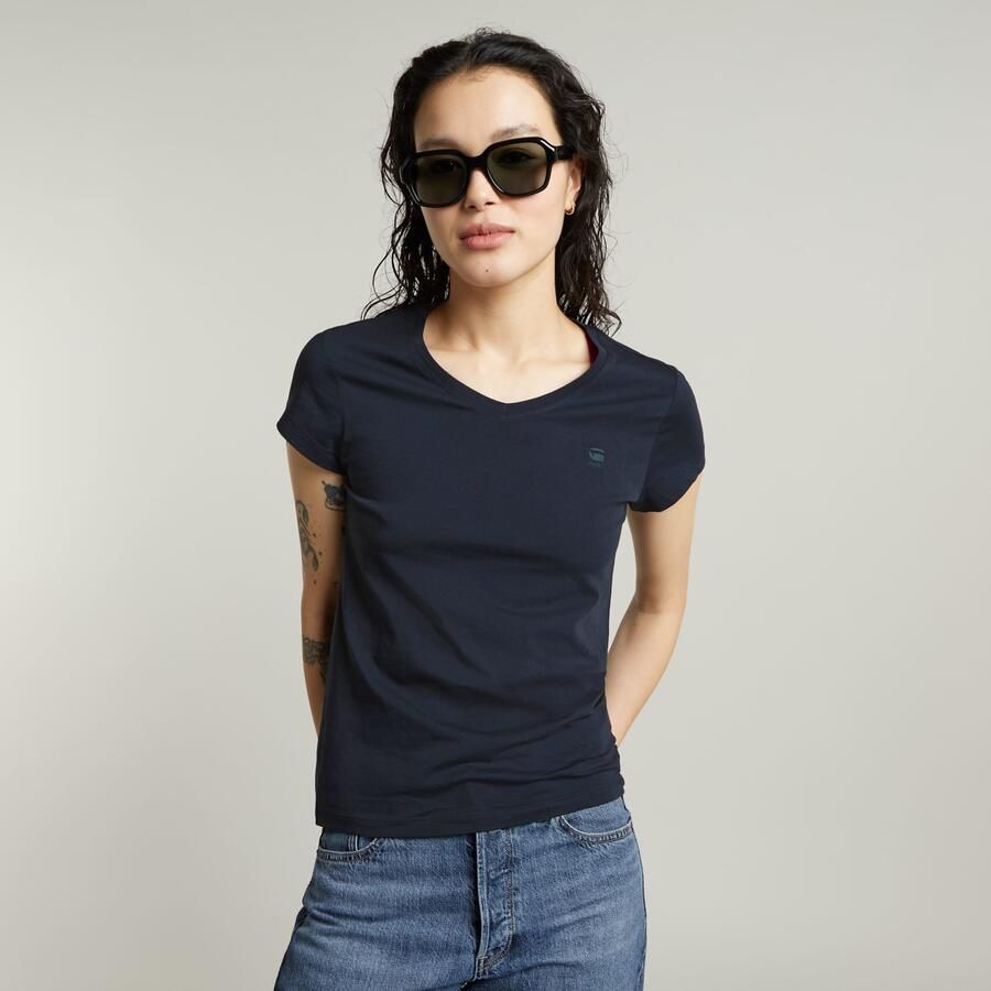 G-Star RAW Eyben Slim V-Neck Top 2.0 Donkerblauw Dames - Foto 9