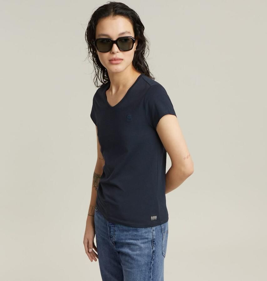 G-Star RAW Eyben Slim V-Neck Top 2.0 Donkerblauw Dames - Foto 7