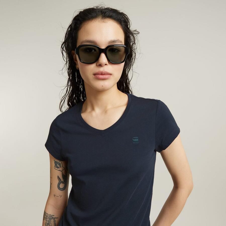 G-Star RAW Eyben Slim V-Neck Top 2.0 Donkerblauw Dames - Foto 3