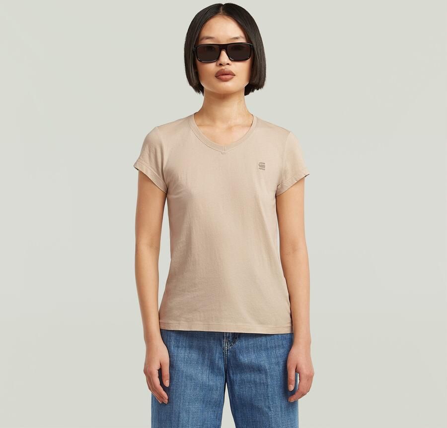 G-Star RAW Eyben Slim 2.0 V-Hals Top Beige Dames - Foto 6