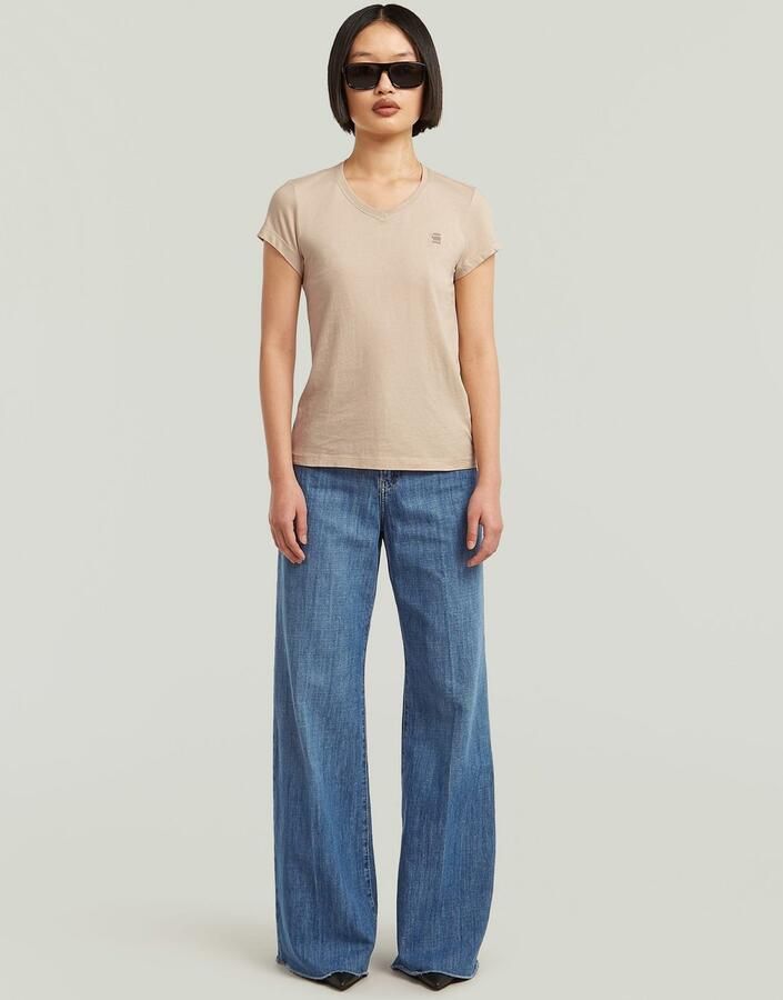G-Star RAW Eyben Slim 2.0 V-Hals Top Beige Dames - Foto 5