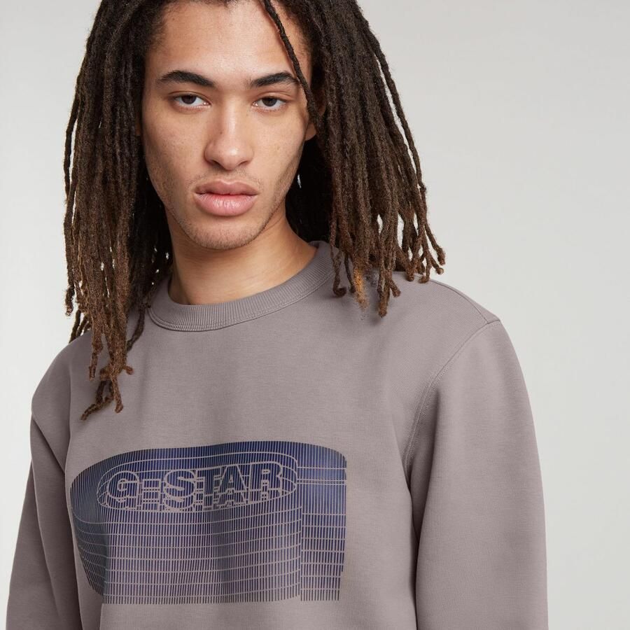 G-Star RAW Stacked Old Skool Logo Sweater Beige Heren