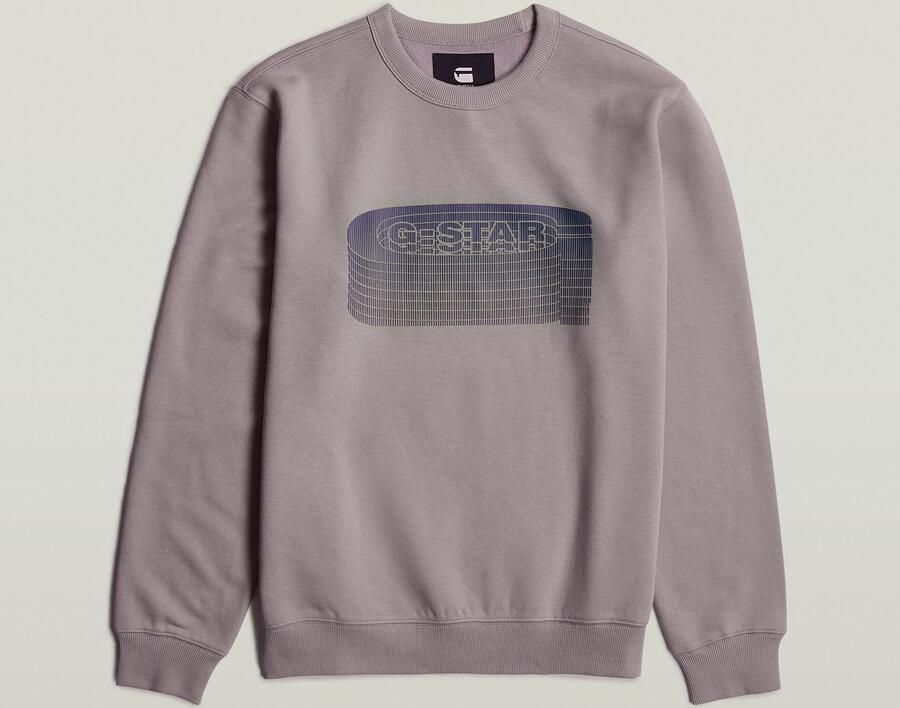 G-Star RAW Stacked Old Skool Logo Sweater Beige Heren - Foto 6