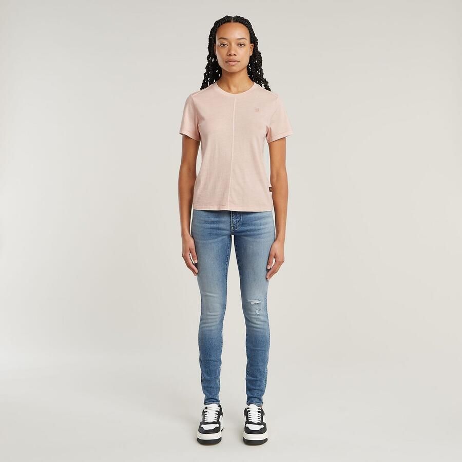 G-Star RAW T-shirt Overdyed Front Seam Roze Dames
