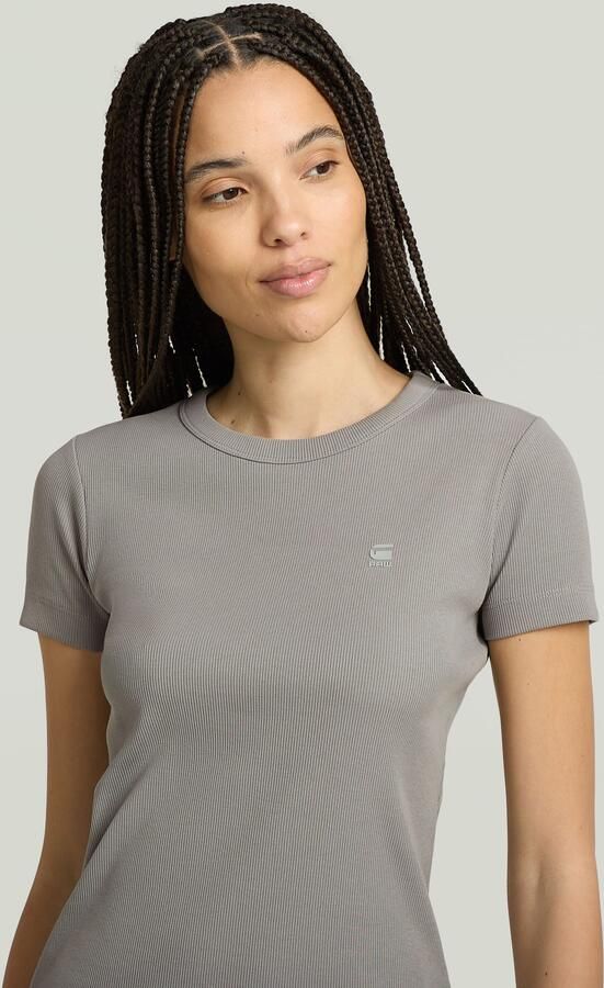 G-Star RAW T-shirt Rib Cap Sleeve van ribjersey slim fit - Foto 5