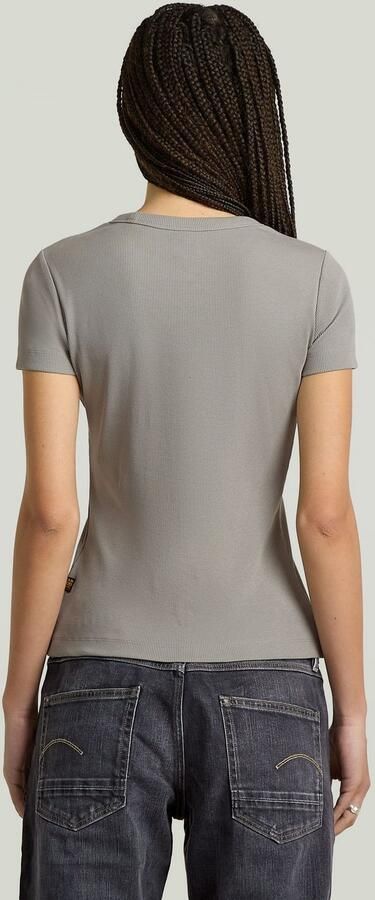 G-Star RAW T-shirt Rib Cap Sleeve van ribjersey slim fit - Foto 4