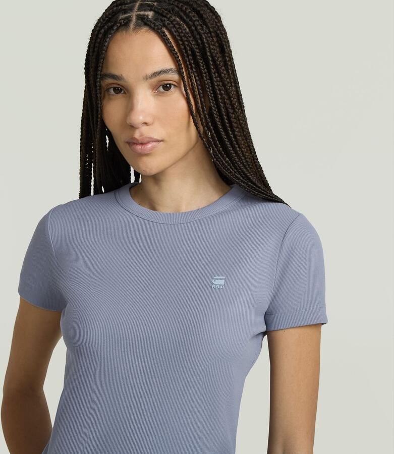 G-Star RAW T-shirt Rib Cap Sleeve van ribjersey slim fit - Foto 5