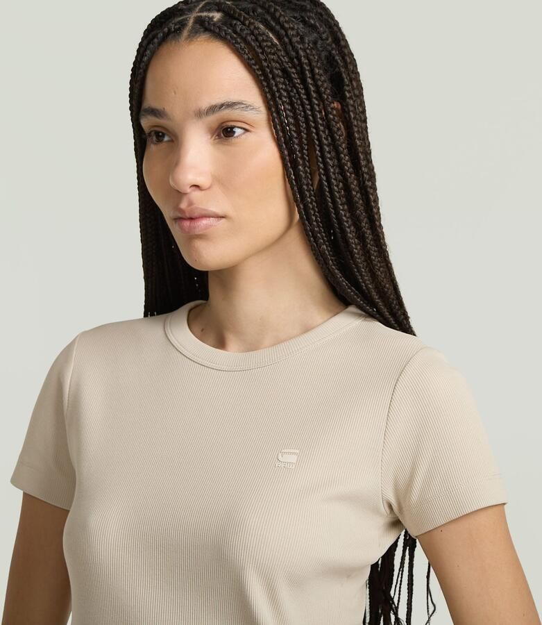 G-Star RAW T-shirt Rib Cap Sleeve van ribjersey slim fit - Foto 4