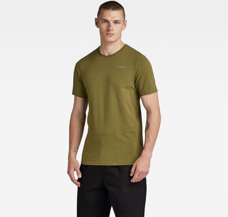 G-Star RAW slim fit T-shirt Slim base met logo dark olive - Foto 3