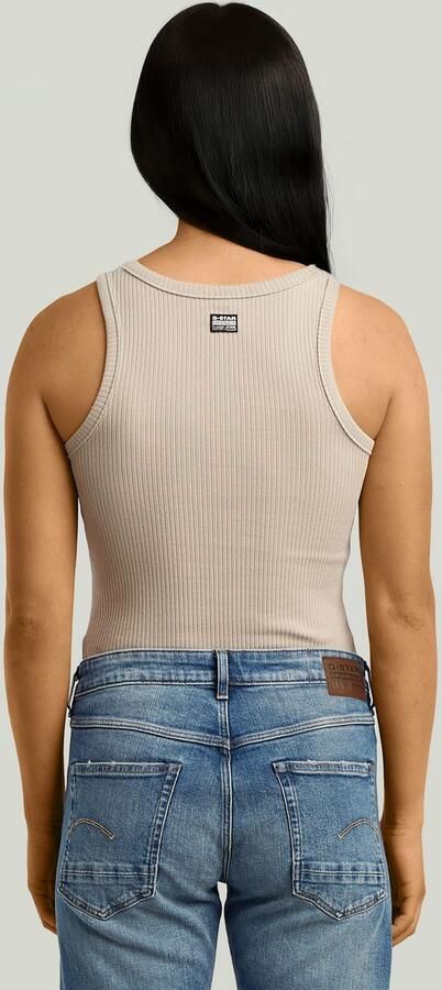 G-Star RAW Ribbed Tanktop Beige Dames - Foto 2