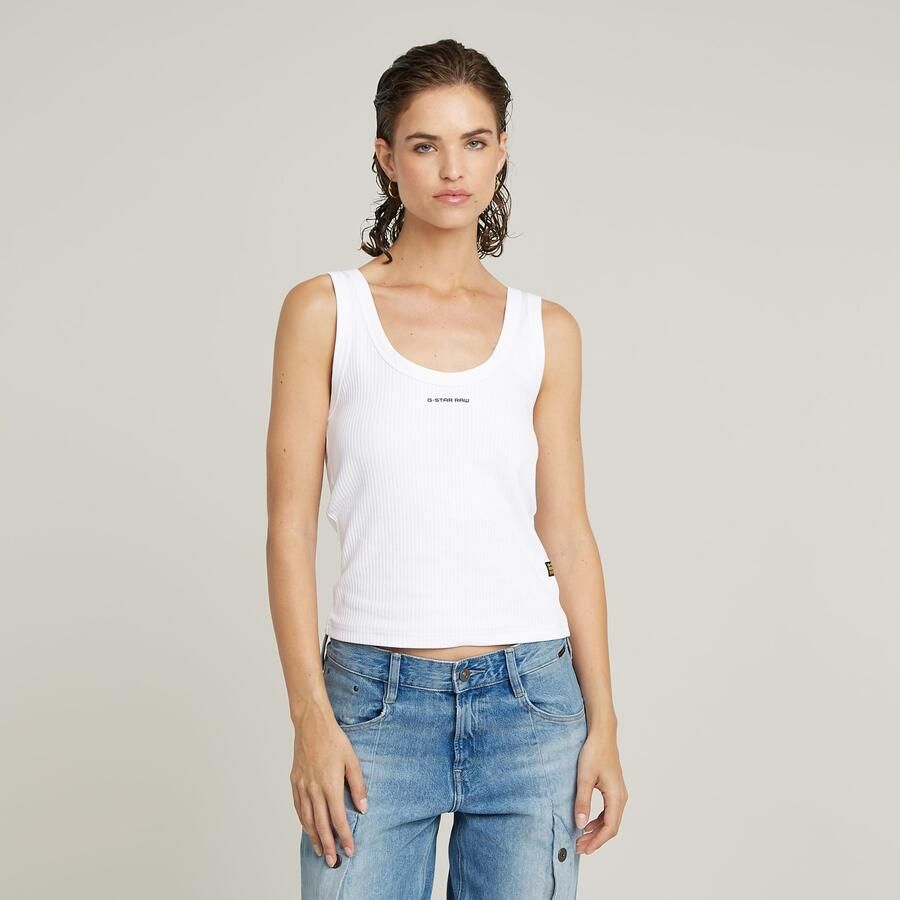 G-Star RAW Tanktop Slim Rib Tank met merkopschrift op borsthoogte - Foto 4