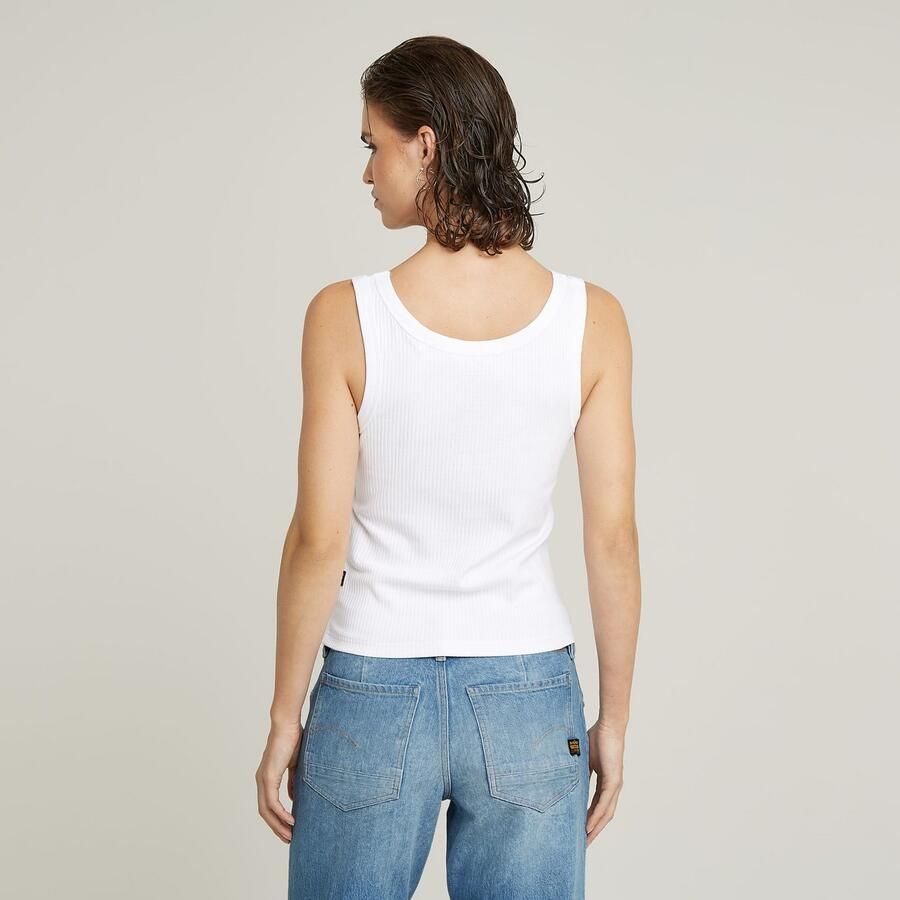G-Star RAW Tanktop Slim Rib Tank met merkopschrift op borsthoogte