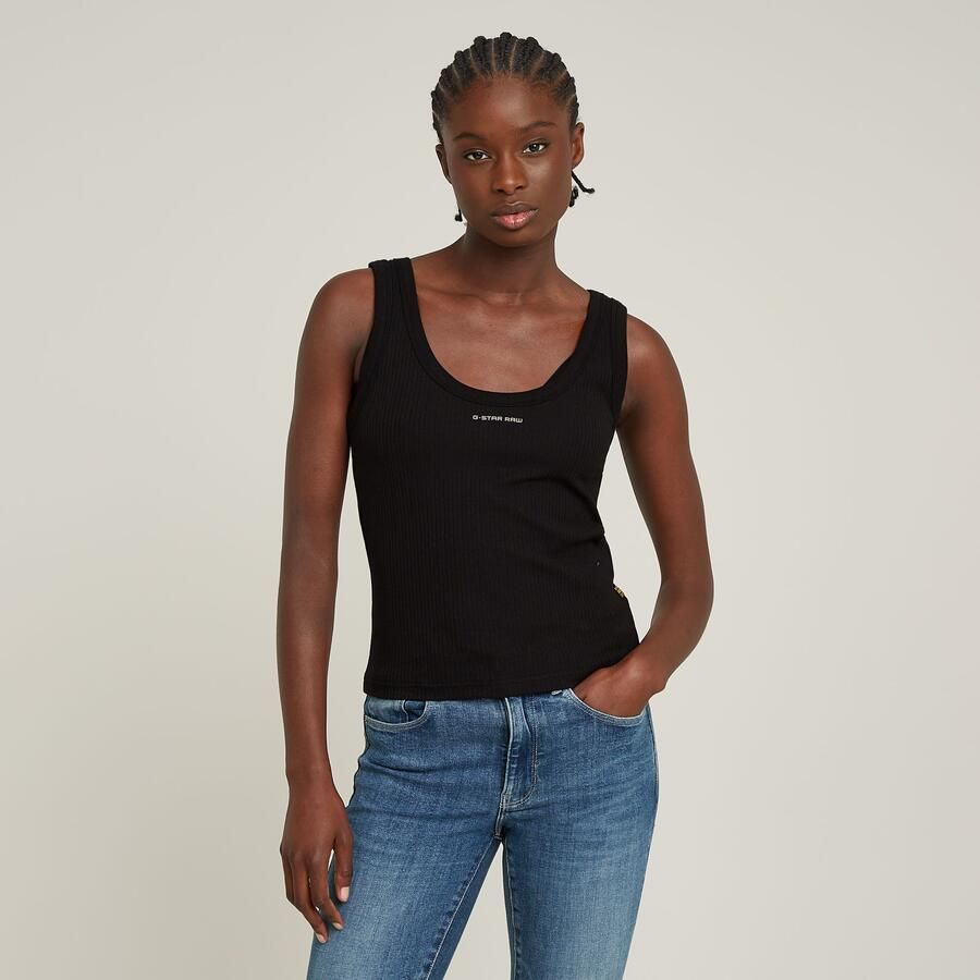 G-Star RAW Tanktop Slim Rib Tank met merkopschrift op borsthoogte - Foto 6