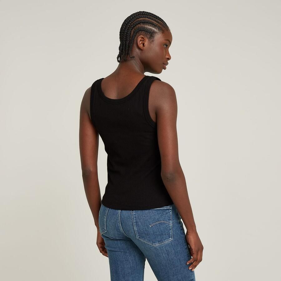 G-Star RAW Tanktop Slim Rib Tank met merkopschrift op borsthoogte