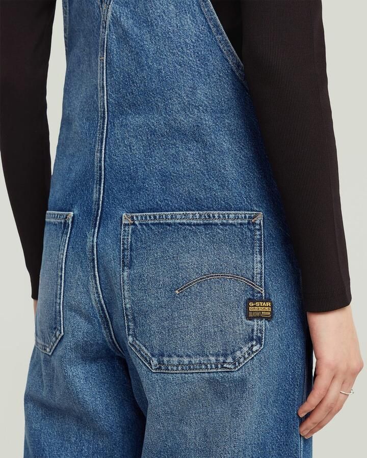 G-Star RAW Tuinbroek Straight Leg Dungaree met knopen aan de zijkanten - Foto 6