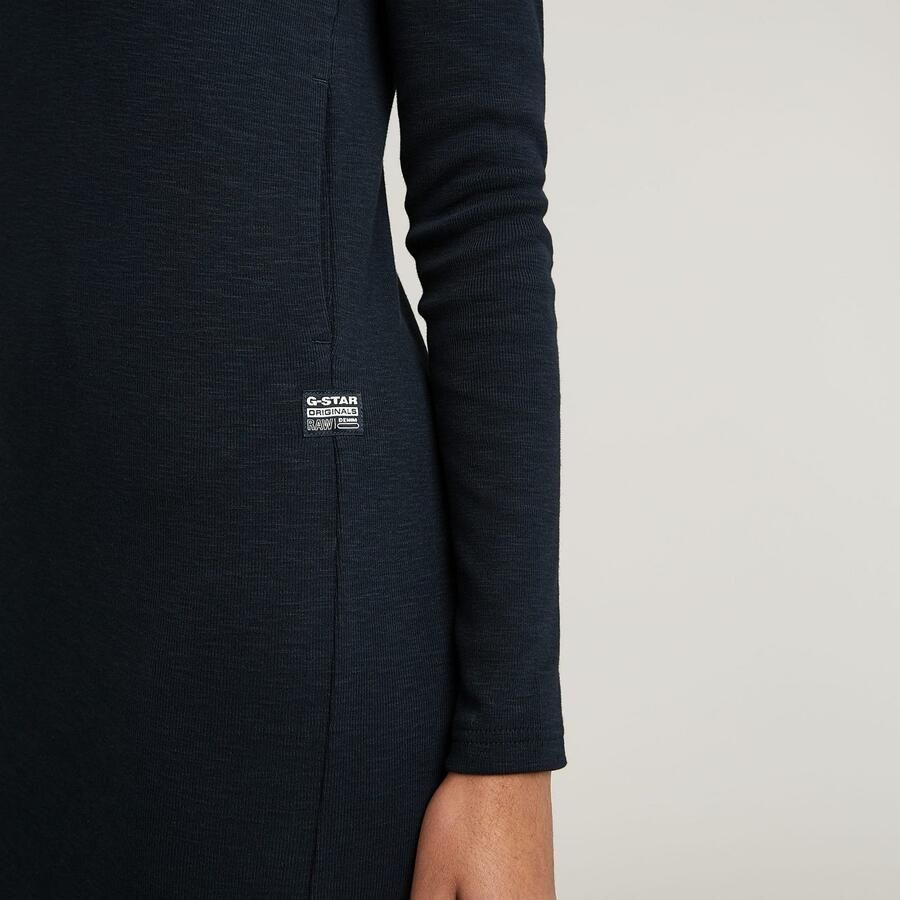G-Star RAW Half Zip Slim Hoodie Jurk Donkerblauw Dames - Foto 3